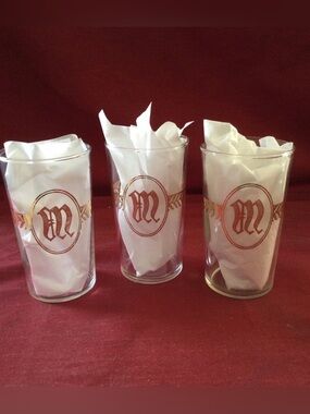 Set of 3 Vintage Gold Monogram Tumbler